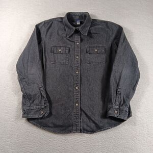 Vintage Gap Shirt Womens XL Black Denim Snap Button Western Cowgirl Y2K